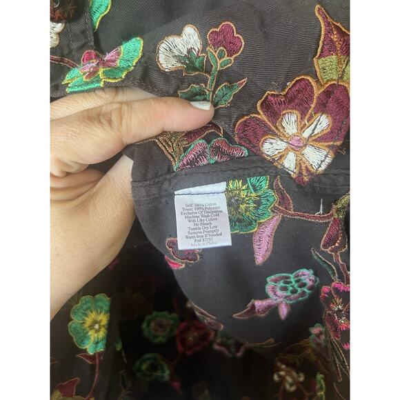 Johnny Was Women's Embroidered Floral Long Sleeve Black Duster Jacket medium - Picture 7 of 11